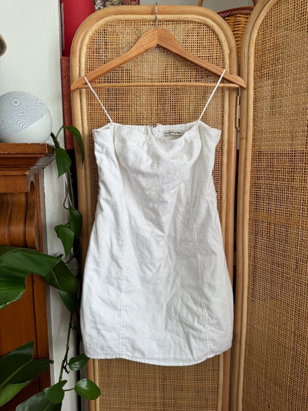 Abercrombie & Fitch‎ Mini Dress Womens Medium White Strapless Linen Bridal Beach